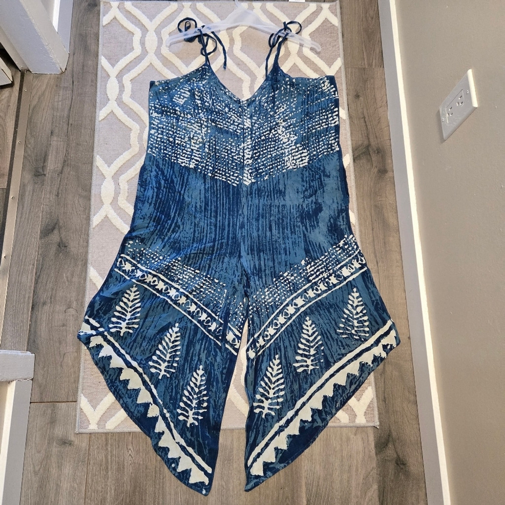 NWT Enkay by Navleen Abstract Print Blue Patterned Asymmetrical Jumpsuit